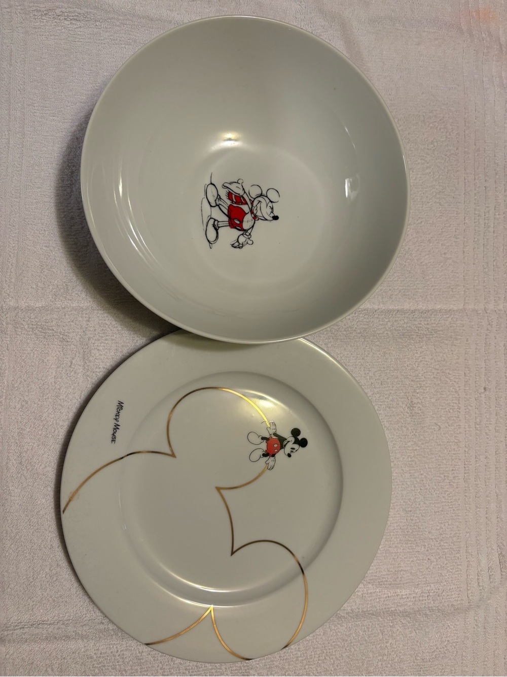 Bundle of TWO Mickey Mouse Dining Items- Bowl and Plate